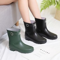 더예뻐 230-255 버클 레인부츠 여성장화 미들레인부츠 3cm