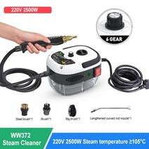 2500W 가정용 스팀 청소기 고온 살균 에어컨 주방 후드 자동차 스팀 청소기 110/220V 에어컨 주방 기름 때 청소, 중국, 하얀색, 영국 + 110V, 하얀
