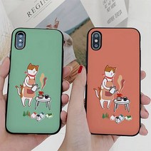 그노 핸드드립 고양이 카드케이스 아이폰X/XS:다홍색, 민트
