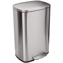 amazonbasics 직사각형의 부드럽게 닫히는 강철 쓰레기통 3.2갤런(12리터), 50리터, 직사각형