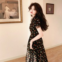 플라워 레이스 원피스 버클 슬림해 보이고 허리 여밈 여름 꽃바다 레이스 칼라
