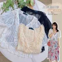 빅사이즈 여자 레이스 여름 가디건 통통녀 볼레로~4XL 얇은 반팔 미니 데일리룩