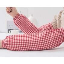 사무용팔토시 미술용 작업용 여성 체크무늬 예쁜 면 팔토시, 레드