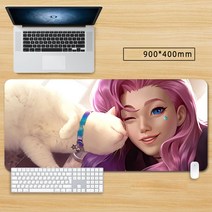 마우스 장패드 롤 리그 오브 레전드 KDA아리 큐티 캐릭터 게임 대형 마우스패드 게이밍 패드 피시 게임 굿즈, 90*40cm, 색상-12