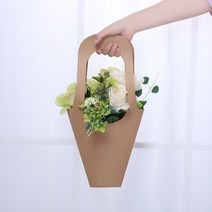 10Pcs 한국어 크래프트 종이 가방 휴대용 꽃 상자 선물 가방 파티 인공 꽃 꽃다발 선물 가방 꽃 가게 패키지 재료, 크기가 큰