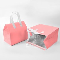 부직포 알루미늄 호일 보온백 바베큐 케이터링 겉포장봉투 디저트 케이크 밀크티 핸드백 도톰, 핑크(500개), 21*11*26(더블컵)