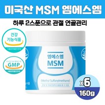 미국산 순수 엠에스엠 식이유황 분말 디메틸설폰 MSM 무릎 관절 영양제 MSN 가루 파우더 식약처인증, 160g 6통