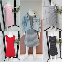 리퍼치스 SK-03(국내제작) 여아 스트라이프 소프트 나시 원피스 아동 단가라 A라인 골지 치마 여아동 여름 민소매 바캉스 면코튼 시원한 공주 드레스
