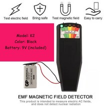 전자기 방사선 방사능 측정기 탐지기 K2 전자기장 EMF 가우스 미터 방사선 선량계 검출기 휴대용 EMF 자기, 03 Black With battery