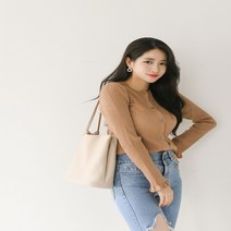 데일리 여성 기본 프릴 슬림핏 단추 가디건 골지 니트