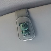차량용 안경 선글라스 집게 자동차 카드 현금 수납 귀여운 캐릭터 톨게이트 자석, 그레이-그린베어