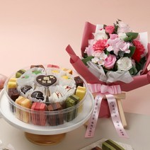 VIP 떡케이크 B 비누꽃다발 선물세트 어버이날 가정의달 칠순 생일 기념 승진 샌드떡 슈크림떡, VIP 떡케이크 B+꽃다발12송이