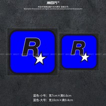 JDM 튜닝카 GTA5 플라잉카 스티커 전기오토바이 R스타 로고장식 자동차 스크래치 반사, 블루-대+소:1쌍2매