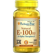 Puritans Pride 비타민 E100 iu 100% Natural 100정, 단일개당 용량/중량/정