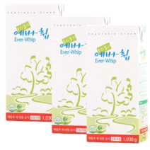 선인 에버휩 휘핑크림 1 030g 3팩 가당 식물성 크림 아이스박스포장, 에버휩 1030g 3팩