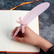 공부펜 학펜 눈길을 사로잡는 깃털 디자인 볼펜 0.5mm
