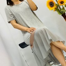 스피소 느리게걷기 여성 반팔 롱원피스 오버핏 비치룩 여름 원피스 찰랑찰랑 비치원피스 홈웨어 바캉스룩
