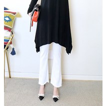 프린세스걸 걸스드림 화이트 스판 부츠컷 면팬츠/세미나팔 빈티지