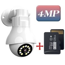 360카메라 360도 VR CCTV 3D 촬영 E27-4mp 전구 360 파노라마 감시 IP 카메라 컬러 나이트 비전 AI 인간 자동 추적 줌 보안 모니터 와이파이 카메라, 4MP Add 128G Card
