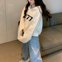 넷투넷코리아 여성 긴팔 티셔츠 루즈핏 빅사이즈 레터링 후드 크롭