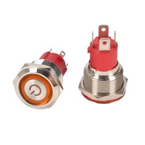 16mm/19mm 고전류 10A LED크롬 스위치 푸쉬온 푸쉬락 DIY버튼 방수 스위치 DC/AC, 19mm, 써클표시푸쉬락, 그린