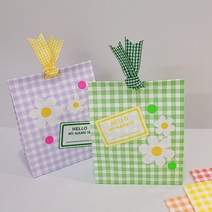 체크 페이퍼백 어린이집 생일 답례품 셀프 포장 각대 구디백, 옐로우(1p)