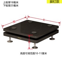 이중층 이동식 컴퓨터 데스크탑 선반 본체 받침대 PC 바퀴 스피커 트레이 거치대 케이스, 더블 레이어 블랙 매트 30x35 풋 네일