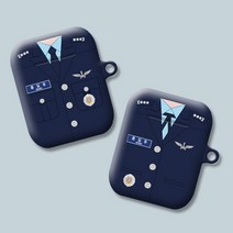 와우박스 주문제작 공군 정복 공무원 유니폼 계급 이니셜 문구 텍스트 에어팟 버즈 무선 이어폰 케이스, 유광 하드케이스, 에어팟 프로