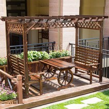 퍼골라 전원 주택 파고라 정자각 대형 그늘막 정자 옥상 시골 휴게공간 만들기, 테이블세트/소형