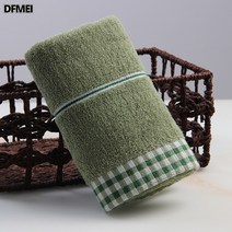 DFMEI 체크 테두리 순면 타올 무지 성인 미용 마스크, 녹색., 34*75, 1개