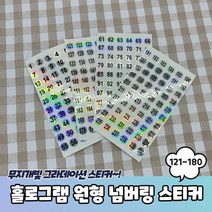 원형 번호 홀로그램 넘버링스티커 121-180