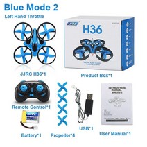 원격조종 헬리콥터JJRC-H36 및 H36F 미니 드론 2.4G 4 채널 6 축 3D 플립 헤드리스 RTF VS E010 H8 선, 01 H36 Blue 1 Battery