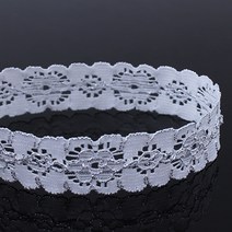 [Y-42-21]꽃레이스헤어타이16mm 화이트은사 1yd(90cm)
