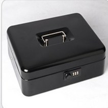 업소 카운터 포스기 지폐 동전 금전 보관함 안전한 암호 잠금 장치 철제 사각 수납 금고, 블랙 암호