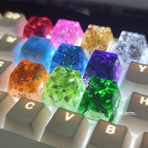 1pc 수제 수지 Keycaps 주문 기계적인 키보드 다색 금박 Keycap 개인화 된 빨강 녹색 파란 자주색 분홍색 KeyCap, 6.25U Space bar, yellow