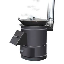 장작 스토브 드럼통 화로 야외 캠핑 숯불 바비큐 석쇠, 업그레이드된 블랙 킹콩 46cm+40cm