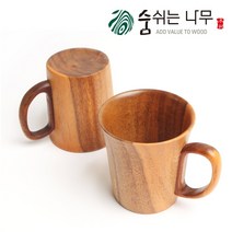 [숨쉬는나무] 캠핑 감성 내추럴 나무 머그컵, 1개