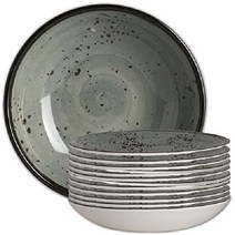 멜라민 디너 플레이트 브레이크 방지 상업용 식품 서비스 레스토랑 등급 12P, 회색, 10 라운드  1 Qt. 그릇