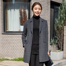 모슬린 엄마옷 울 체크 카라 자켓 EJK110186 마담 미시옷 중년여성의류 빅사이즈 50대 60대여성옷