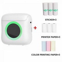 네임 라벨기 스티커프린터 Olaf-휴대용 미니 무선 감열식 프린터 셀프 접착 라벨 인쇄 스티커 전화 용지126374, White 9Colors Paper