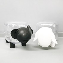 아기양 면봉 화장솜케이스 화장솜통, 아기코끼리 블랙, 1개