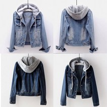 로로스키니 여성 후드 데님 청자켓 슬림핏 숏 워싱 점퍼 LS0448