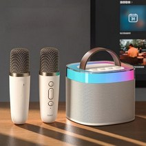 SK2 집콕 마이크 블루투스 스피커 미니 코노 휴대용 노래방, 유채백- 고급판 더블마이크