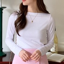 여자 슬림핏 무지티 오프숄더 티셔츠