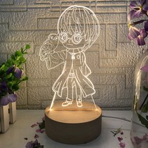 아크릴 캐릭터 조명 무드등 수유등 수면등 LED 아크릴 인테리어 10대 친구 생일 선물 아이 방 꾸미기 수면 취침 자취방 등 해리포터, A.해리포터/원목/웜라이트 + .