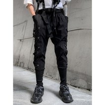 바지 힙합 스트릿 밴딩 카고 하카마 빈티지 데님 바지
