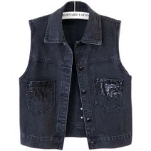 여성 데님 조끼 빅사이즈 봄 가을 오버핏 무지 민소매 자켓 denim vest women JX1048