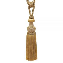 정교한 수제 커튼 & 드레이퍼리 태슬 타이백 길이 30.5cm(12인치) 스프레드(81cm) (스타일#TBBL1) 골든 베이지 브라운 #5207 (라이트 브라운 다크 베이지, Tan Beige Gold Multicolor #863