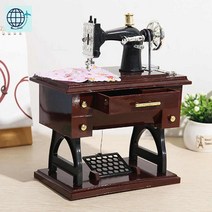 유럽 장식 오르골 책장 홈 재봉틀 레트로 액세서리 선물, 길이 17cm *폭 10cm *높이 21cm 재봉틀