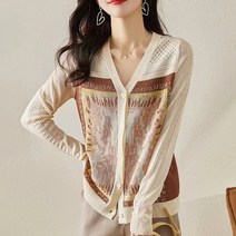 스타일아유 여성 니트 봄 가을 브이넥 단추 가디건